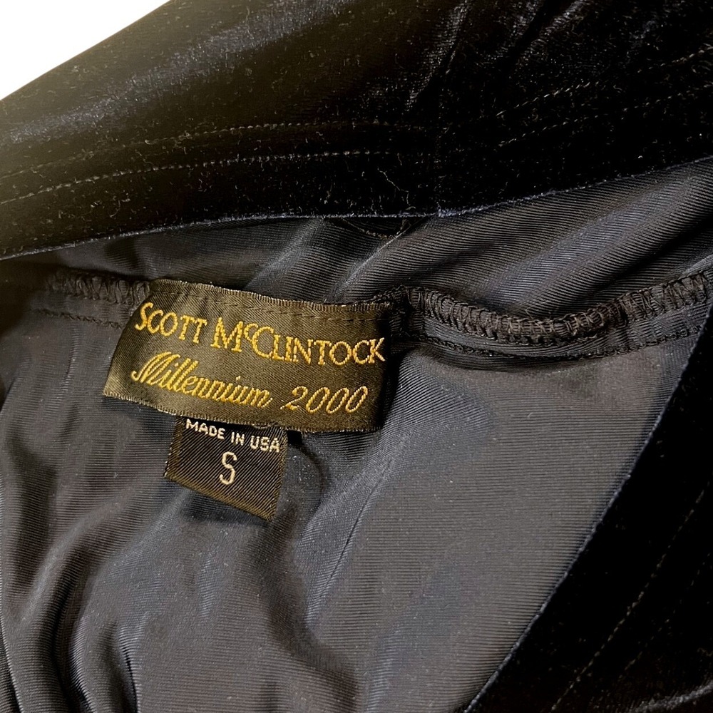 Vintage Scott McClintock Millennium 2000 Navy Blue Velvet Y2KTop S Goth Romantic - Picture 7 of 7
